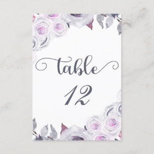Convites Número de Mesa Floral Lavanda e Cinza Assentamento