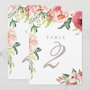 Convites Número de Mesa Floral Peônia Rosa Bege Casamento