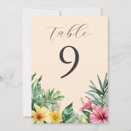 Convites Número de Mesa Floral Tropical de Pêssego