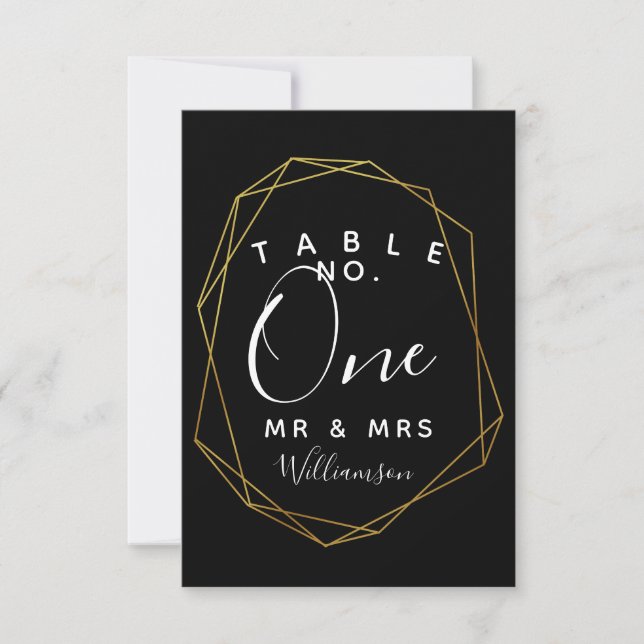 Convites número de mesa geométrico para festa de casamento/ (Frente)