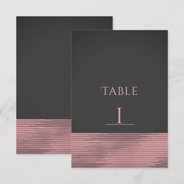 Convites Número de Mesa Glam Moderno Rosa e Cinza com Lante (Frente/Verso)