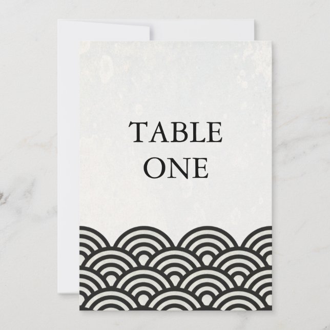 Convites Número de mesa grande com ondas estilizadas japone (Frente)