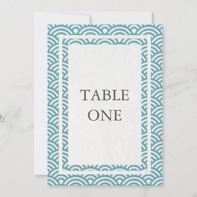 Convites Número de mesa grande com ondas estilizadas Seigha (Frente)