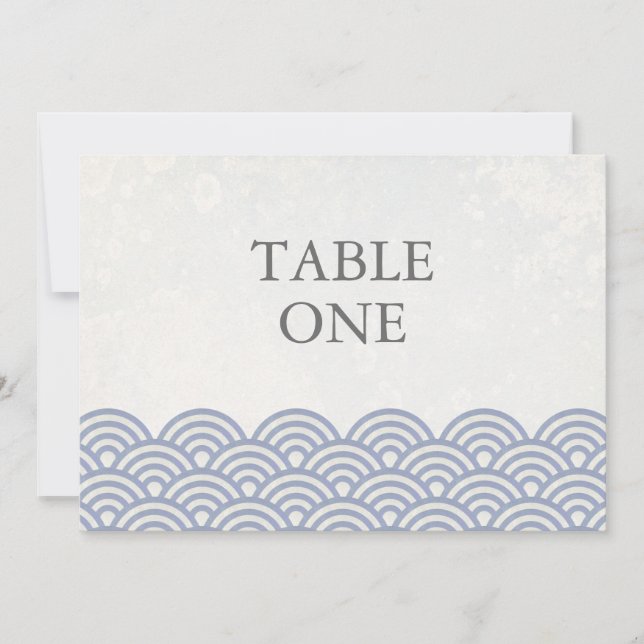 Convites Número de mesa grande com ondas estilizadas Seigha (Frente)