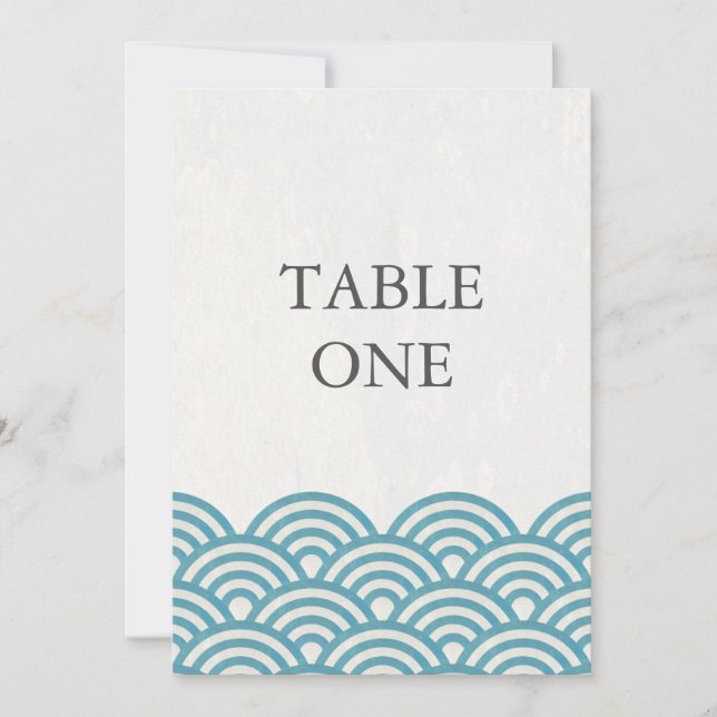 Convites Número de mesa grande com ondas estilizadas Seigha (Frente)