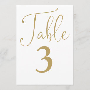 Convites Número de Mesa Grande Simples Dourado Chic Elegant