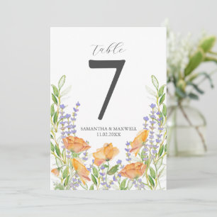 Convites Número de Mesa Imprimível Aquarela Flores