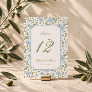 Convites Número de Mesa Jardim Inglês Sage Azul Pó
