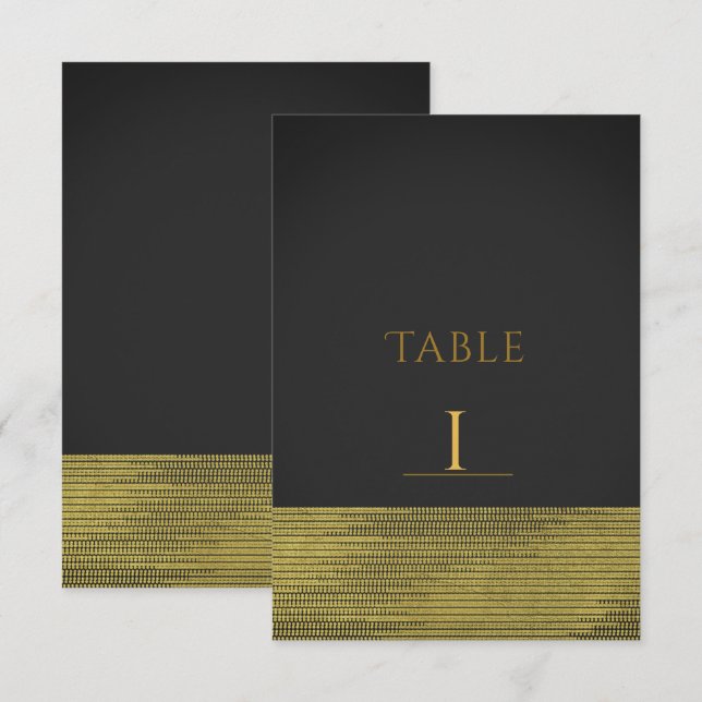 Convites Número de Mesa Moderno Dourado Brilhante com Lante (Frente/Verso)