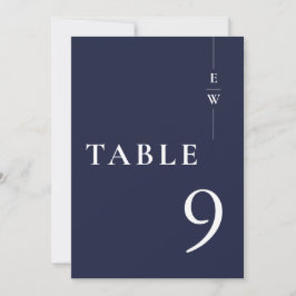 Convites Número de mesa monograma moderno minimalista azul