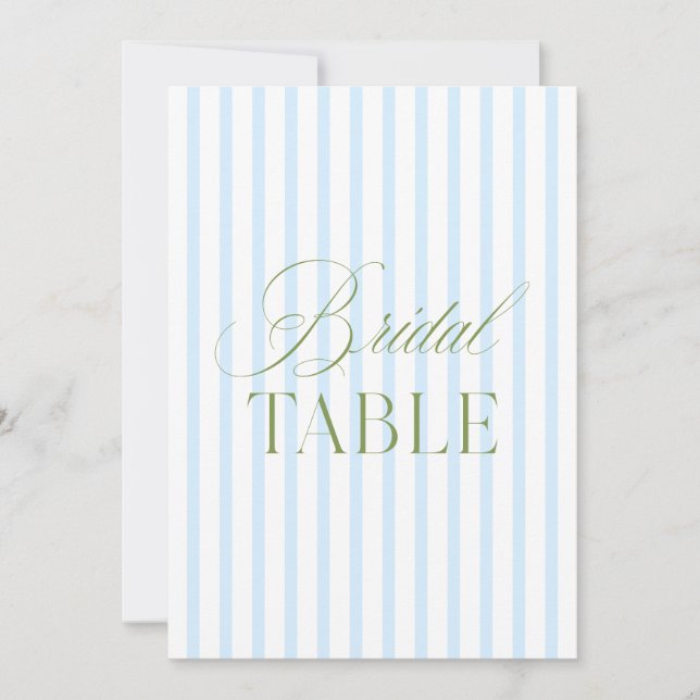 Convites Número de Mesa Nupcial Azul e Verde Sage Elegante (Frente)