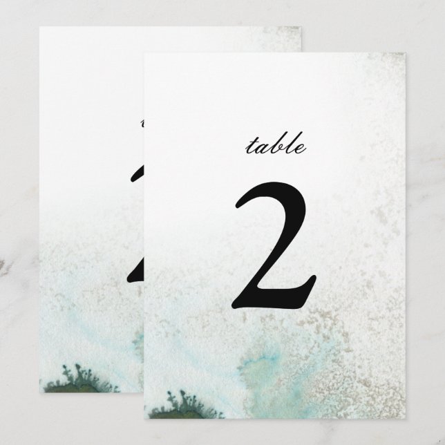Convites Número de Mesa Ombre Watercolor | VERDE (Frente/Verso)