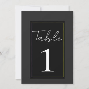 Convites Número de Mesa Preto Cinza Dourado Moderno Minimal