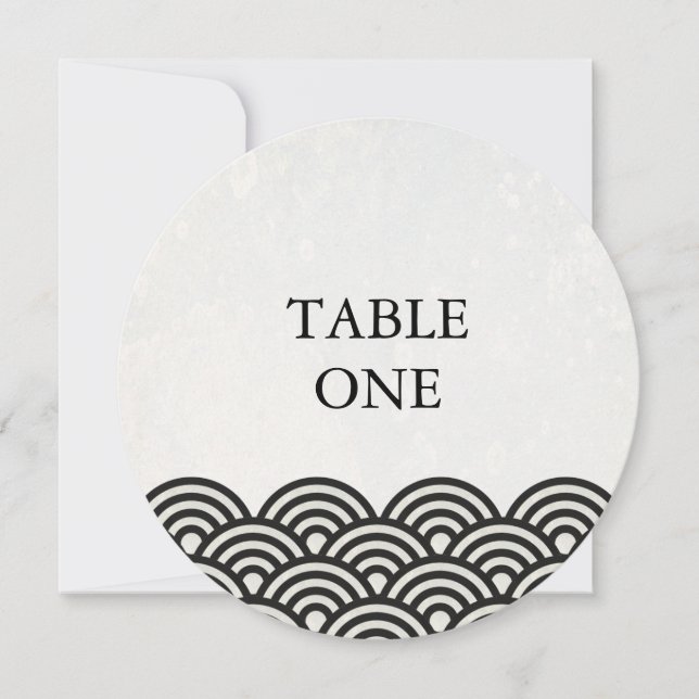 Convites Número de mesa redondo de ondas estilizadas Seigha (Frente)