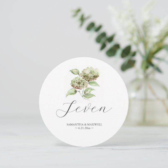 Convites Número de Mesa Redondo para Casamento de Hortênsia (Em pé/Frente)