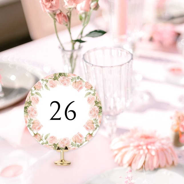 Convites Número de Mesa Rosa Bege para Chá de Noiva Floral (Criador carregado)