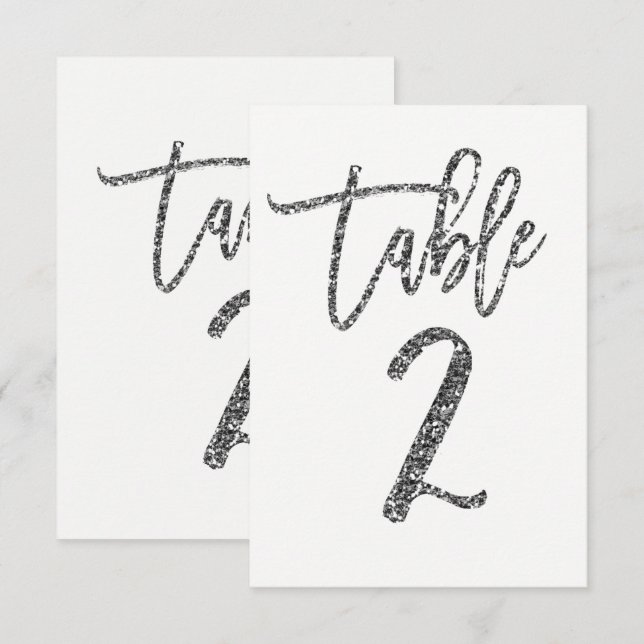 Convites Número de Mesa Script Moderno Tendência Brilho Pra (Frente/Verso)