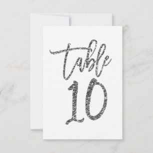 Convites Número de Mesa Script Tendência Brilho Prata 10 De