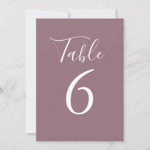 Convites Número de Mesa Simples Mauve Script Chic
