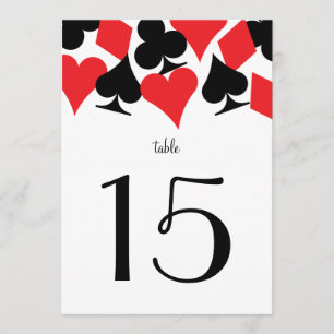 Convites Número de Mesa Vermelha na Recepção de Casamento D