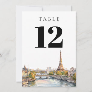 Convites Número de mesa Watercolor Paris França