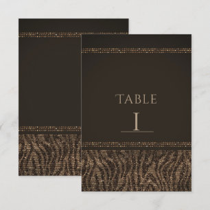 Convites Número de Mesa Zebra Brilho Marrom Dourado Glam Ch