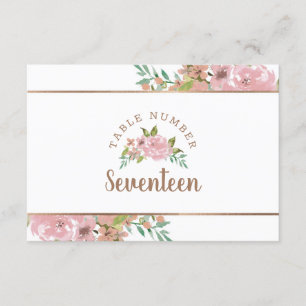 Convites Numero de Tabela Cor-de-rosa Dusta com Rosa