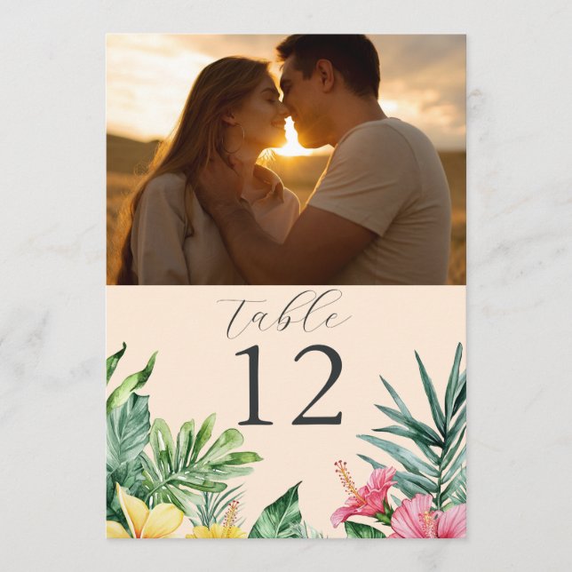 Convites Número de Tabela de Fotos Tropicais de Peach (Frente)