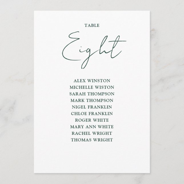 Convites Número de Tabela de Gráfico de Seposição Verde Sim (Frente)