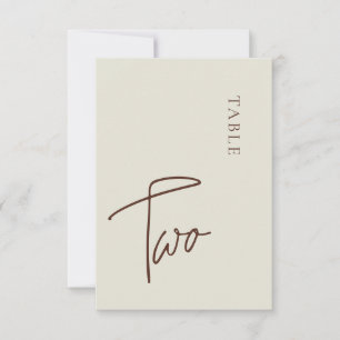 Convites Número de Tabela de Mesa Dois do bege Minimalista