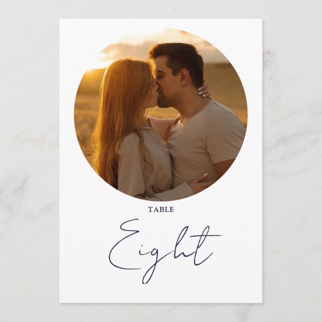 Convites Número de Tabela de Script Moderno Azul-Marinho Mi (Frente)