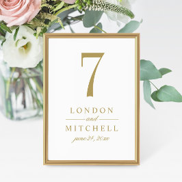 Convites Número de Tabela Dourada Elegante Clássica Antiqua