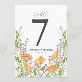 Convites Número de Tabela Imprimível Flores de Aquarela