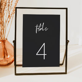 Convites Número de Tabela Minimalista de Preto Moderno Edgy