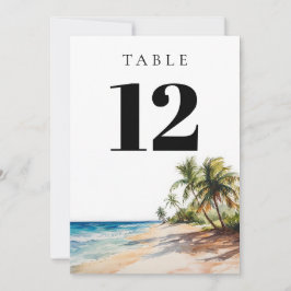 Convites Número de Tabela Moderna Elegante de Praia Tropica