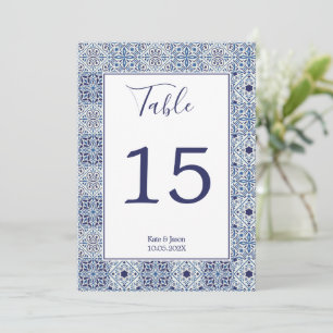 Convites Número de Tabela Personalizada de azulejos Azuis