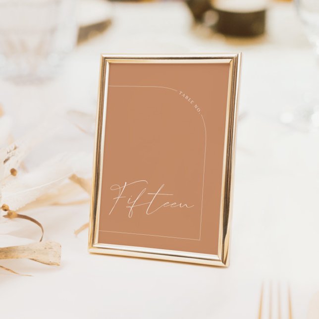 Convites Número de Tabela Quinze da Mesa de Arrasto de Ferr (Modern Boho Rust Arch Table Fifteen Table Number)