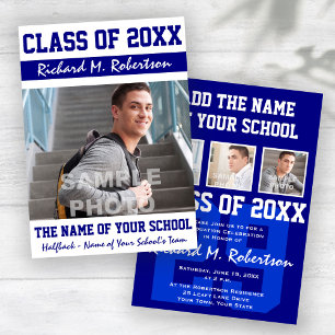 Convites Número de Variação de Graduação de Cara White Azul