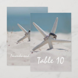 Convites número do lugar da mesa de casamento na praia