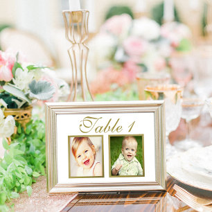 Convites Número Dourado da Tabela de Fotos de Casamento Ele