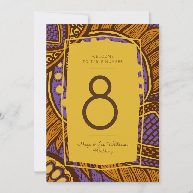 Convites Numero Dourado Floral Africano Ancara Roxo (Frente)