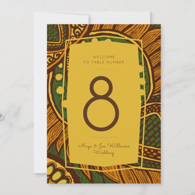 Convites Numero Dourado Floral Africano Ankara (Frente)