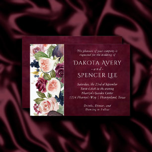 Convites Números Blooming Casamento Floral Moody Bold