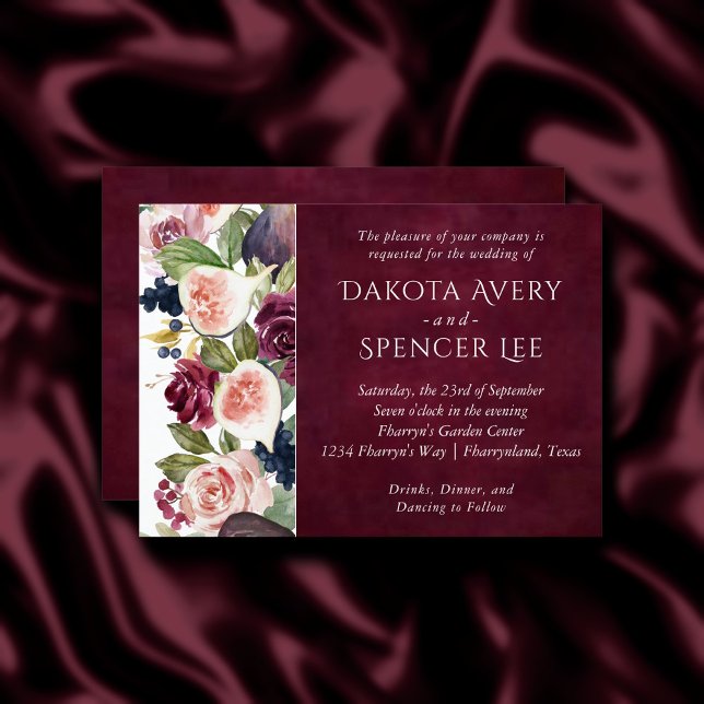 Convites Números Blooming | Casamento Floral Moody Bold (Criador carregado)