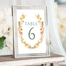 Números da mesa de casamento de flores silvestres 