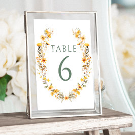Convites Números da mesa de casamento de flores silvestres 