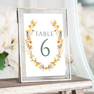 Convites Números da mesa de casamento de flores silvestres 