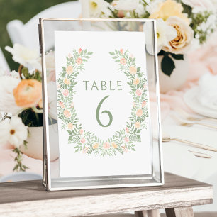 Convites Números da mesa de casamento do pasto laranja flor