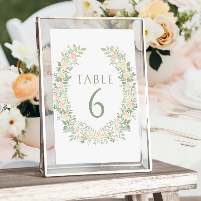 Convites Números da mesa de casamento do pasto laranja flor (Criador carregado)