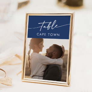 Convites Números da Tabela de Fotos Azul Real Boho Chic